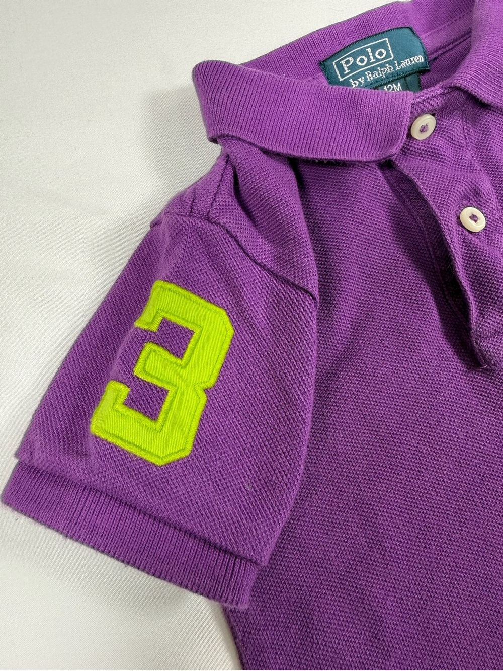POLO RALPH LAUREN Baby Purple Big Pony Rugby Polo Shirt Preppy Academia Size 12M - Picture 5 of 8